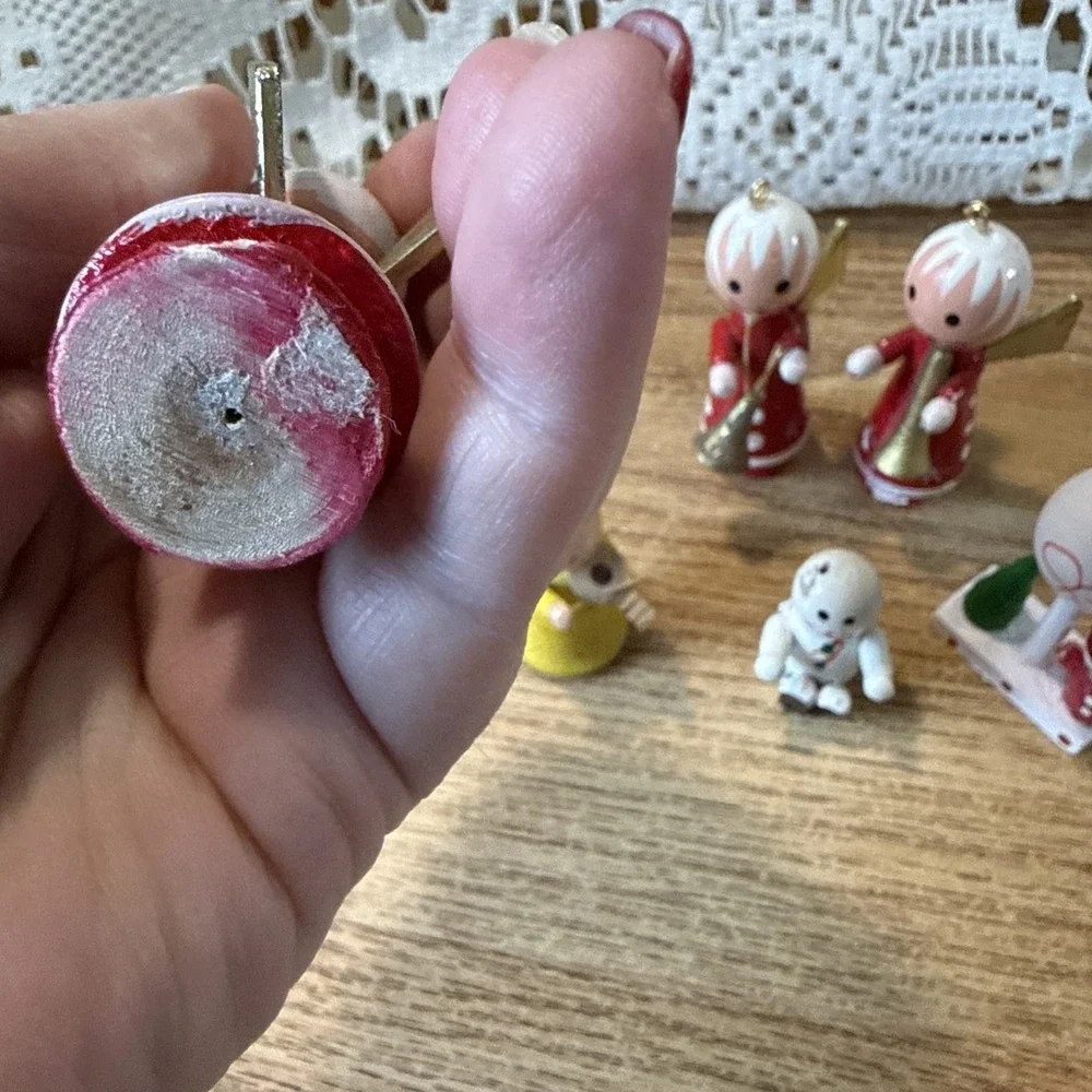 6 Vintage Wooden Christmas Ornaments